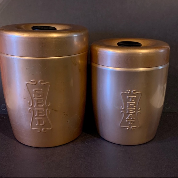 Vintage Copper Color Aluminum Canisters Seed Treats Decor Storage Bird Lover - Picture 9 of 14